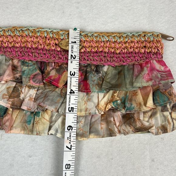 Cappelli Straw World Women’s Ruffled Clutch Purse | Floral | Straw Multicolor - Picture 7 of 7